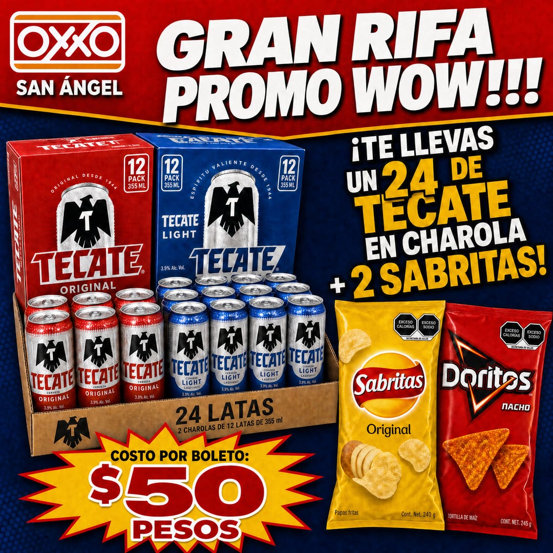 Premio: 24 latas Tecate en charola más 2 botanas familiares